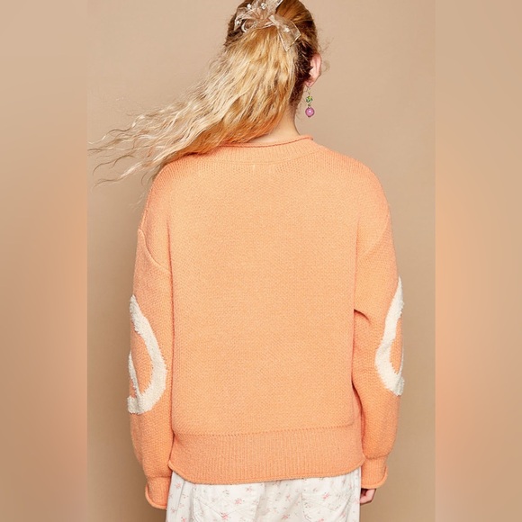 Rolled Edge Oversized Peace Sign Sweater - POL - Picture 3 of 5